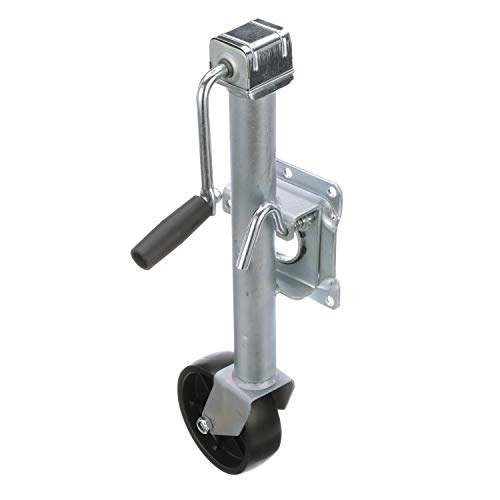 Attwood 11127-4 Fold-Up Trailer Jack, 1,000-Pound Capacity, 10-Inch Travel Lift, 24-Inch Lift, Single Wheel, Fits 3-Inch x 5-Inch Tongue