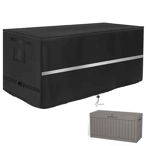 Deck Box Cover Heavy Duty Waterproof Deck Box with Handle, Outdoor Large Storage Box Cover Patio Rectangular Bench Cover (62 x 25 x 28inch)