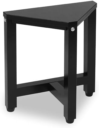 TYYIHUA Shower Foot Stool for Shaving Legs 13.2", Bamboo Shower Stool for Inside Shower, Corner Shower Foot Rest for Small Spaces, Waterproof Small Shower Bench for Bathroom, Black