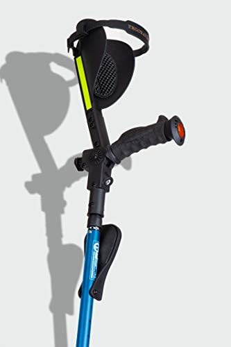 Ergobaum 7G by Ergoactives. 1 Pair (2 Units) of Ergonomic Forearm Crutches - Adult 5' - 6'6'' Adjustable, Foldable, Ergonomic, Shock Absorber, Non-Slip, Knee-Rest Platforms, LED Lights (Blue)