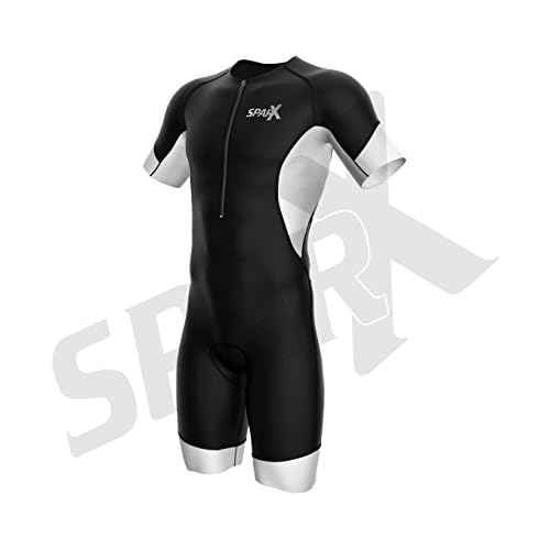 Sparx Men's Elite Sleeved Triathlon Suit Short Sleeve Trisuit SpeedSuit Skinsuit Swim-Bike-Run