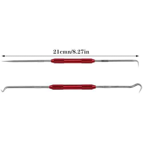 AYLIFU Double Pointed Scraper Metal Hook and Pick Set 45 degrees 90 degrees Pointed Mark Tool For Carpenter Mechanic, 8.3 inch (red)