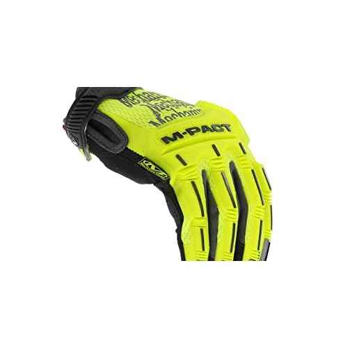 Mechanix Wear Size 10 Hi-Viz Yellow M-Pact Synthetic Leather And TrekDry Full Finger Anti-Vibration Gloves With Hook And Loop Cuff, Large (SMP-91-010)