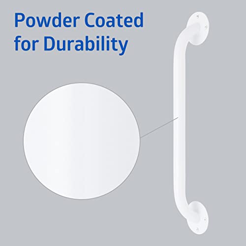 Medline White 16” Grab Bar for Shower & Bathtub, Independence Aid & Ease of Movement — For Elderly, Handicapped or Seniors, 300 lb. Capacity, 1 Bar