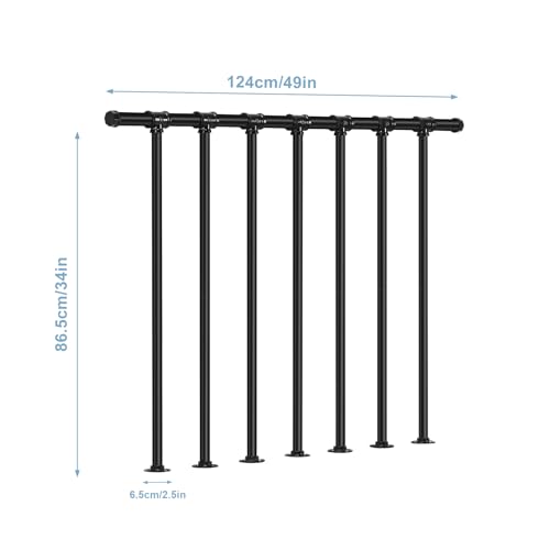 Metal Deck Railing, Flat Railing Kit, Metal Porch Railing Outdoor, Guard Rail Kit with Balusters, Horizontal Railing Post, Black Indoor Railing Kit for Balcony(34 in. H x 4 ft. W)