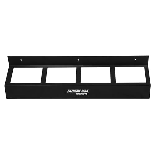 Extreme Max 5001.6484 Wall-Mount Aluminum 4-Quart Oil Jug Rack Holder for Race Trailer, Garage, Shop, Enclosed Trailer, Toy Hauler - Black
