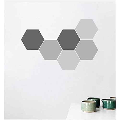6 Honeycomb Wall Decal Stickers Geometric Hexagons Vinyl Wall Stickers Home Decor 24x28cm D625 (Light Grey+Grey+Dark Grey)