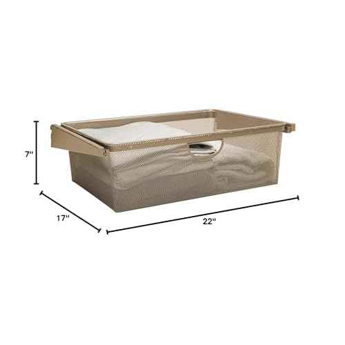 Closet Culture Wire Mesh Basket, Closet Pull Out Basket for Closet Systems, 22 in., Satin Gold Finish