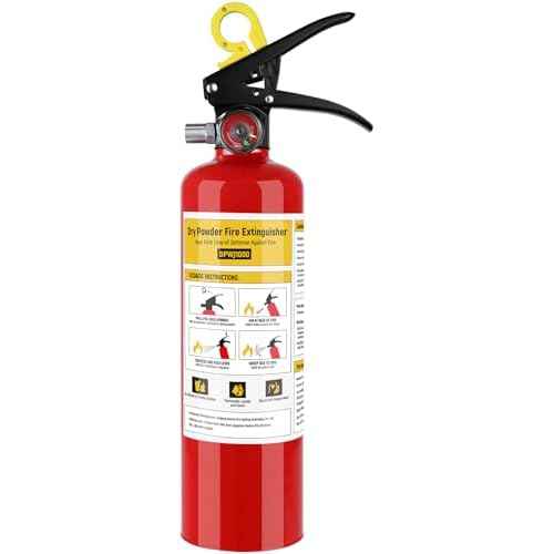 ABC Dry Powder Fire Extinguisher, 1-A:10-B:C Rated, Dry Chemical Fire Extinguisher for Home, Kitchen, Office & Vehicle, Fire Extinguisher with Easy-Grip Handle & Quick Release (1 Pack)