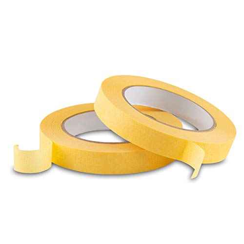 Lichamp 18mm x 55m Yellow Automotive Masking Tape for Painting, Auto Body Masking Tape for Car Detailing, Yellow Painters Tapes 0.7 inch x 60 Yards x 2 Rolls
