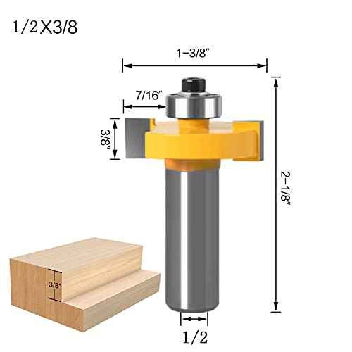 WSOOX 1/2 Inch Shank Rabbet Router Bit Set, 3 Pieces Rabbeting Router Bit with 6 Bearings Set (1/8", 1/4", 5/16", 3/8", 7/16", 1/2" Bearings) (1/2 Inch)
