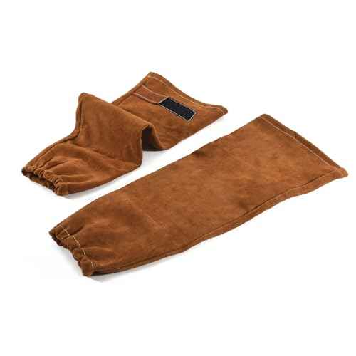Leather Welding Work Sleeves for Men&Women - Heat&Flame Resistant Arm Protection with Kevlar Stitching and Cotton Lining