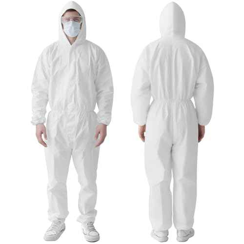 10 Pack Disposable Hazmat Suits,Protective Coveralls with Hood Full Body Painters Suit for Men&Women
