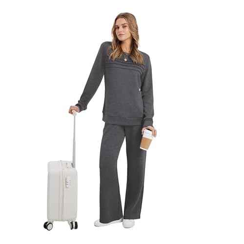 WIHOLL Women's 2 Piece Sets Sweatshirt Casual Travel Outfits Lounge Wide Leg Tracksuit Cozy Sweatsuits Fashion 2025