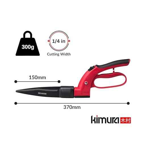 Kimura¢ç Pro Grass Shears - Premium Lawn Shears with 360¡Æ Rotating Head, Japanese SK5 Steel Blades, Lightweight, Ergonomic TPR Coated Handles, Garden Shears for Edging and Trimming - 15" Grass Clippers