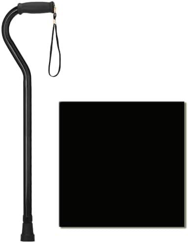NOVA Heavy Duty Walking Cane with Offset Handle, 500 lb. Weight Capacity, Lightweight Adjustable Walking Stick with Carrying Strap, Black