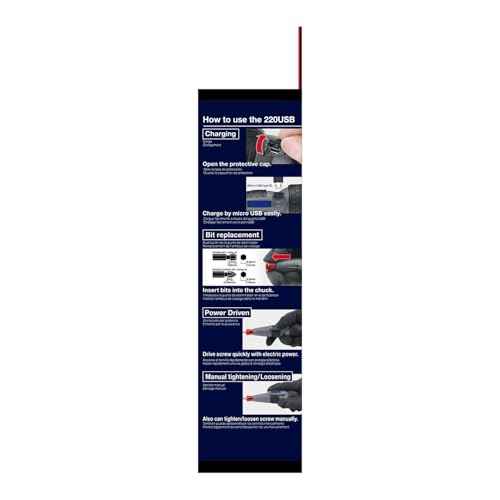 BALL GRIP Rechargeable Screwdriver Cordless (High Speed) No.220USB-S1U 220USBS1U Made in Japan by VESSEL
