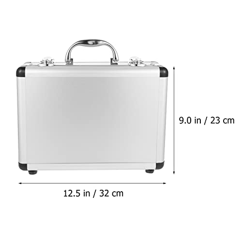 DOITOOL Metal Briefcase Aluminum Tool Case Tool Chest, Portable Tool Box with Padded Foam, Lockable Storage Toolbox for Measurement Instruments Tool Box (32 x 23 x 11cm, Sliver)