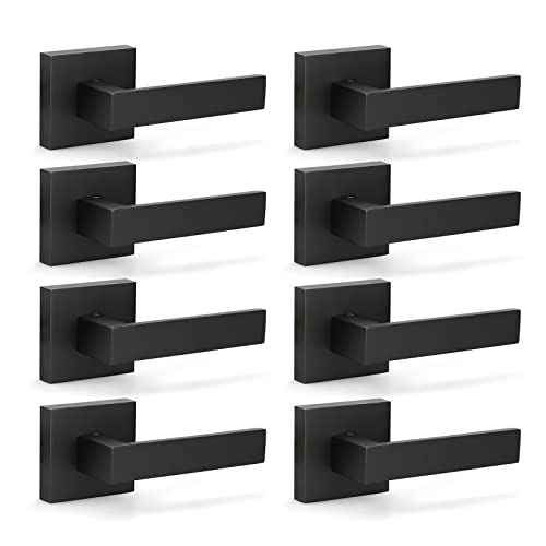 KNOBWELL Dummy Door Handles 8 Pack, Interior Door Knob, Heavy Duty 0.93 lb Non-Turning Right/Left Door Handle Levers(Only One Side Use)