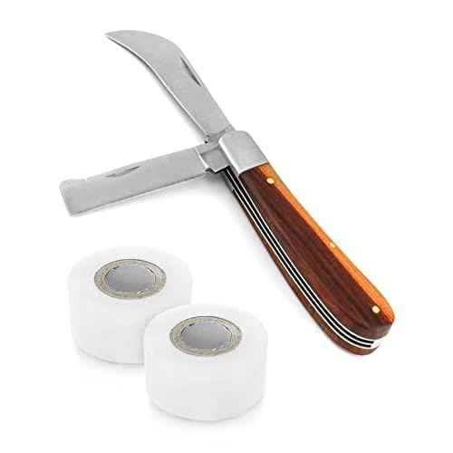 QWORK Grafting Gardening Knife, Flexible Grafting Kit, Double-Blade Garden Knife for Budding Pruning, with 2 Plants Repair Tapes for Floral Fruit Tree