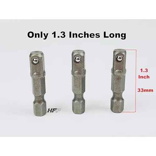 Stubby 1/4 Inch Impact Socket Adapter Bit Only 1.3 Inches Long 3 Pack Stubby 1/4 Inch Impact Socket Bit 1/4" Hex to 1/4" Square