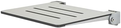 Seachrome 18 inch Silhouette Slimline Folding Wall Mount Shower Bench Seat, Light Gray Seat with Silver Frame