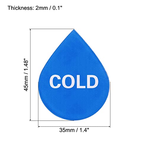 PATIKIL Self Stick Hot/Cold Water Label, 5 Pairs/10 Pack Acrylic Drop Shape Sticker Signs for Faucets Sinks, Red/White, Blue/White