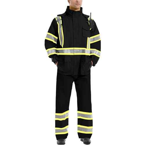 SKSAFETY Hi Vis Reflective Rain suits for Men Waterproof - High Vis Safety Rain Jacket, High Visibility Raincoat for Men