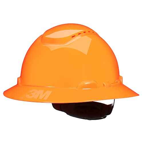 3M Hard Hat SecureFit H-807SFV-UV, Hi-Vis Orange, Vented Full Brim Style Safety Helmet with U