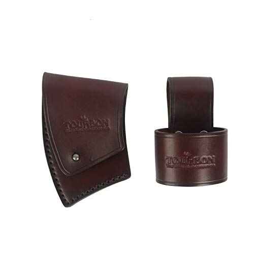 TOURBON Vintage Leather Axe Head Sheath and Belt Carrier (Dark Brown)