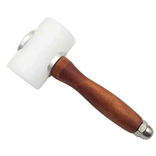 Leather Carving Hammer Mallet Wood Handle Nylon Hammer Mallet for Leathercraft Leather Carving DIY Leathercraft Mallet, Nylon T Head Wood Handle 7.4 Inch