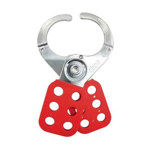 Lock Out Tag Out Hasp,Red 1.5 inch Jaw Diameter Stainless Steel Lockout Hasp Tamper-Proof Padlock Hasp with Extended Jaw,Nylon Handle,Impact-Resistant(10 Pack)