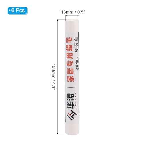 PATIKIL Furniture Repair Crayons, 6 Pcs Wax Wood Filler Sticks Wood Wax Crayons for Scratches, Wood Floor, Holes, Tables, Milky White