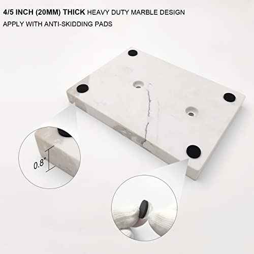 Toilet Paper Holder Stand Brushed Gold with Reserve, Marble Base Design, Free Standing Bathroom Tissue Roll Holder Freestanding, SUS304 Stainless Steel