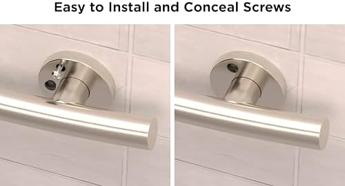 HEALTHCRAFT (2X Pack) Wave Decorative Grab Bars, ADA Compliant Bathroom Safety Bars for Seniors, Wall-Mounted, Supports Up to 500 lbs (Left & Right) (Brushed Stainless Steel, 24 Inch)