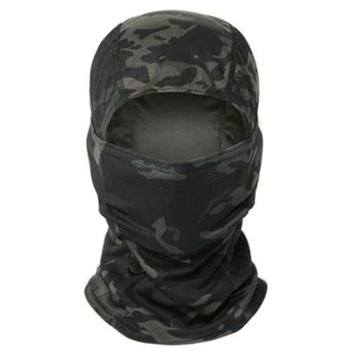 Tactical Suit,Combat Pants and Shirt,Cap Gloves Balaclava Set,Black Camo Uniform Men's Military Airsoft Gear