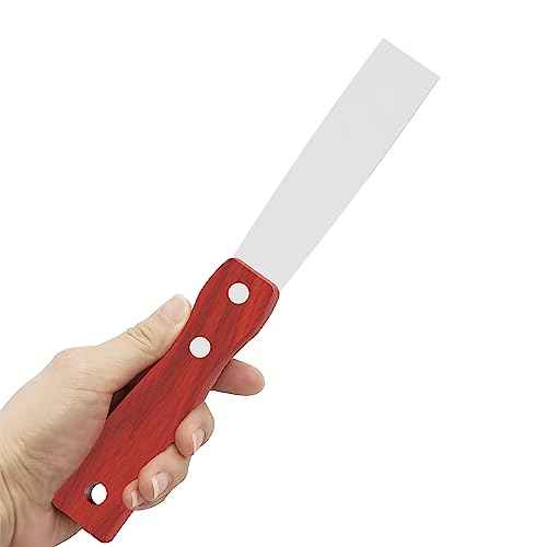 Putty Knife, 2PCS 1 Inch Stainless Steel Scraper Tool, Wooden Handle Metal Spackle Knives for Drywall, Decals, Wall Paper, Floor Tile, Patching, Painting, Taping, Scraping Coating
