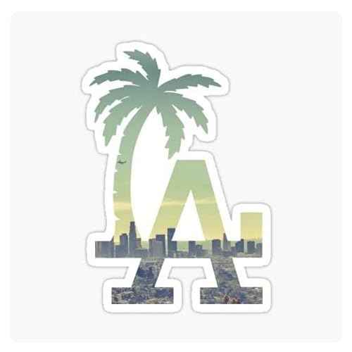 2 pcs LA Los Angeles Cali California Sticker Decal Palm Tree, 4 inches - for Car, Wall, Truck, Window