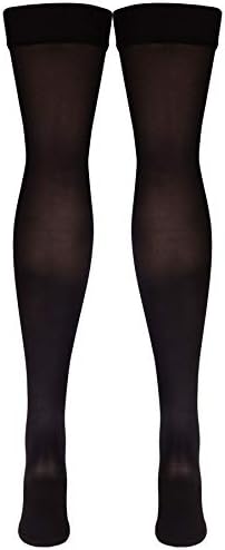 Truform Women's Compression Stockings, 20-30 mmHg, Thigh High Length, Open Toe, Opaque, Black, Small
