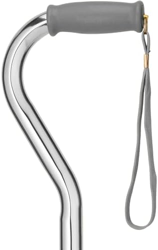 NOVA Heavy Duty Walking Cane with Offset Handle Silver
