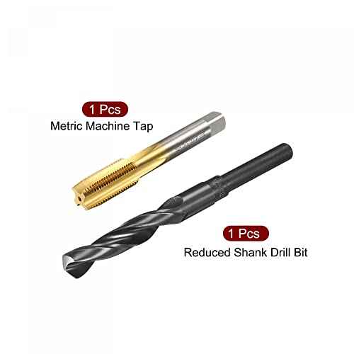 uxcell Metric Tap M16 x 1.5mm Pitch H2 Right Hand Thread, 14.5mm Drill Bit HSS 9341 Black Oxide with 1/2 Inch Straight Reduced Shank