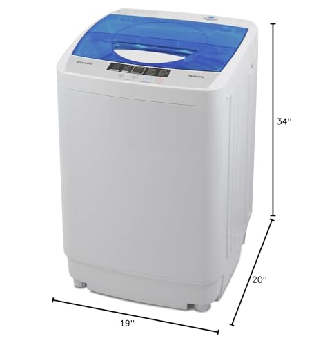 Panda 1.34 Cu.ft Portable Washing Machine, Fully Automatic Laundry Washer with Built-in Drain Pump, Top Load Clothes Washer 10 LBS Load Volume for Apartment and Household, Blue Transparent Lid