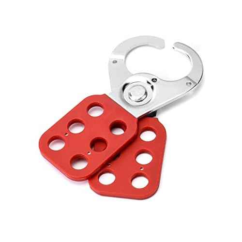 QWORK Lock Out Tag Out Hasp, 12 Pack Tamper-Proof Stainless Steel Padlock Hasp with Extended Jaw, Red