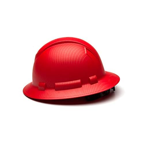 Pyramex Ridgeline Full Brim Hard Hat 4 Point Ratchet Matte Red Pattern