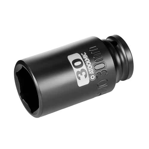 1/2"Square Drive x 30 mm Deep Impact Socket,Metric Socket,6 Point CR-MO for Easy Removal of Axle Nut (30mm)
