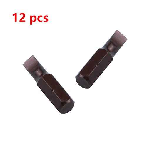 Antrader 1-Inch Long 1/4" Hex Shank 5mm Magnetic Slotted Tip Screwdriver Bits 12Pcs