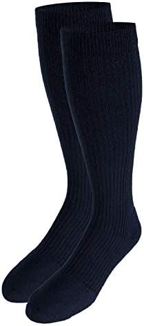 Truform Men's 15-20 mmHg Knee High Cushioned Athletic Support Compression Socks, Navy, Small (2 Pairs)