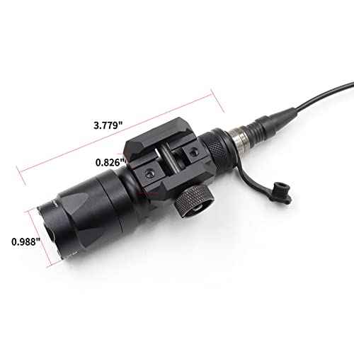Tactical Picatinny Flashlight M300A Mini Light LED Whitelight with Strobe Weapon Light with Pressure Switch Tactical Flashlight 400 Lumens, Black