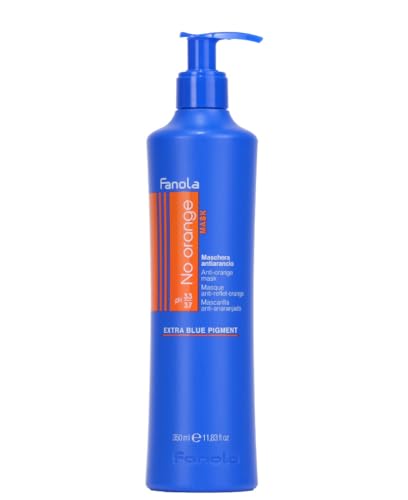 Fanola No Orange Mask - Blue Color Depositing Treatment for Dark Tones, Removes Brassiness from Color-Treated Hair - Conditioning, Detangling, and Hydrating 11.83 Fl Oz