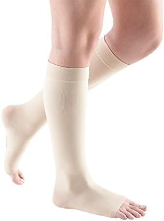 mediven Comfort for Women, 20-30 mmHg â Open Toe Leg Circulation, Calf High Compression Stockings for Women, Semi-Transparent Leg Support Compression Hosiery